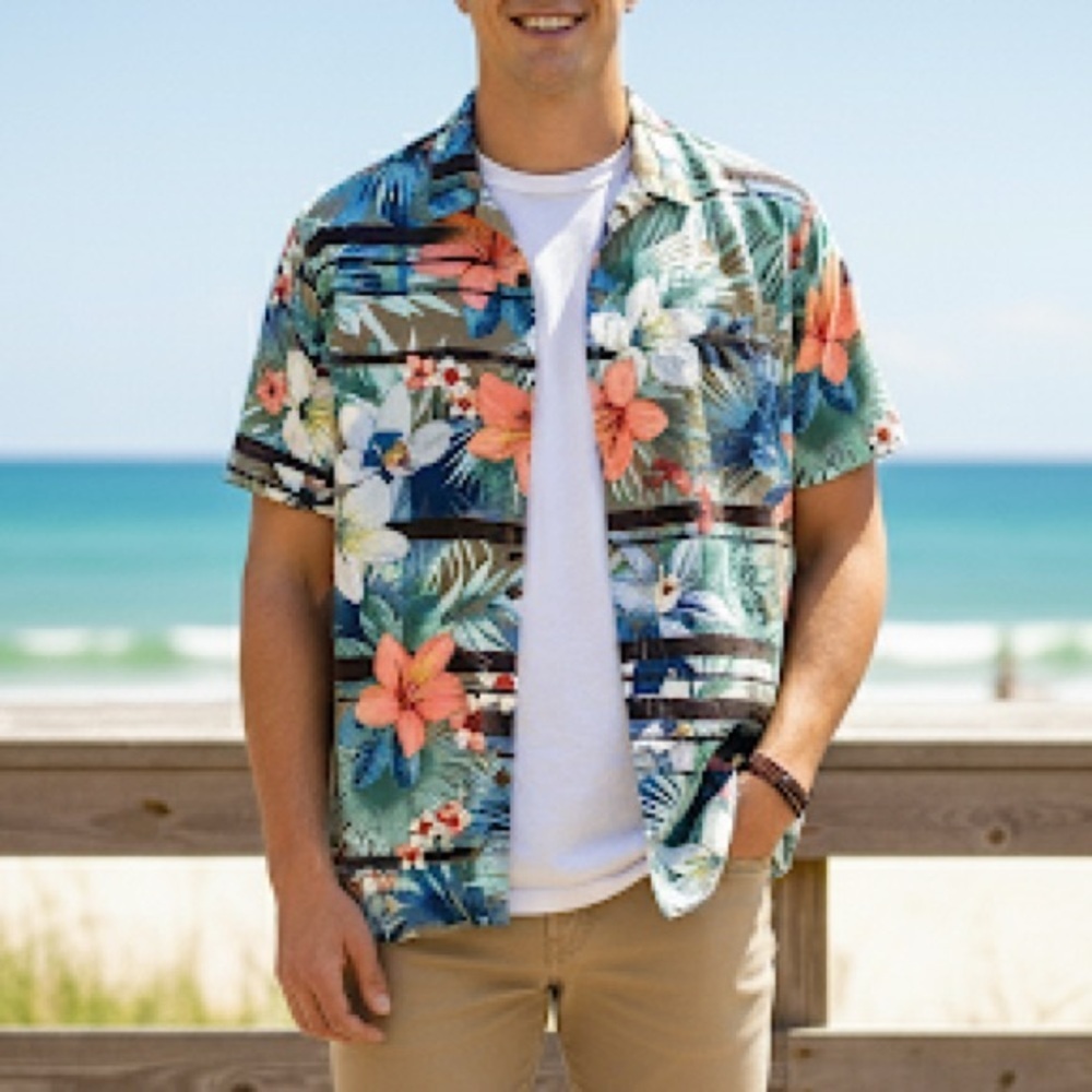 Tommy Bahama Silk blend Hawaiien floral camp Button Down Shirt